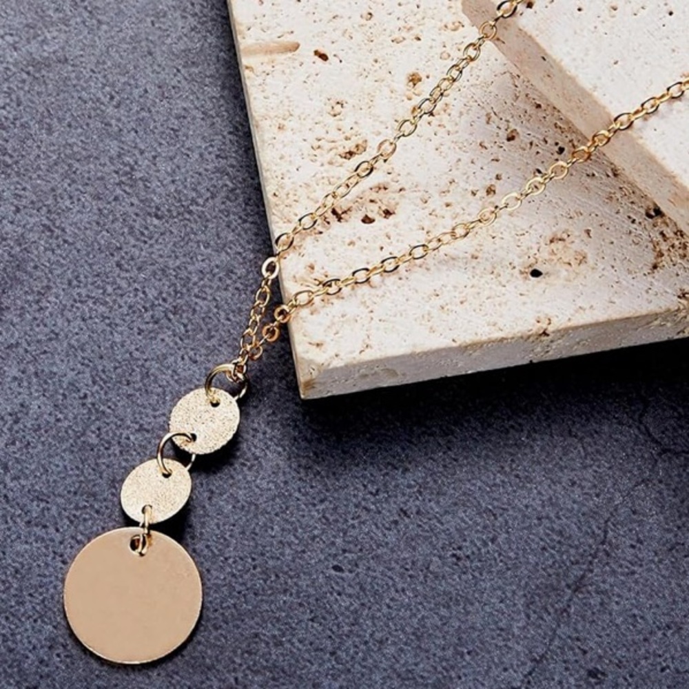 ✨NWT ✨Minimal Geometric Circle Gold Necklace✨ Handmade ✨Artisan✨ Gift …